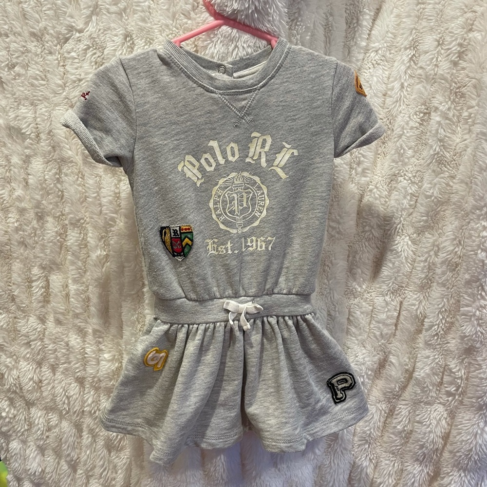 Ralph Lauren polo light heather gray soft toddler jersey dress.